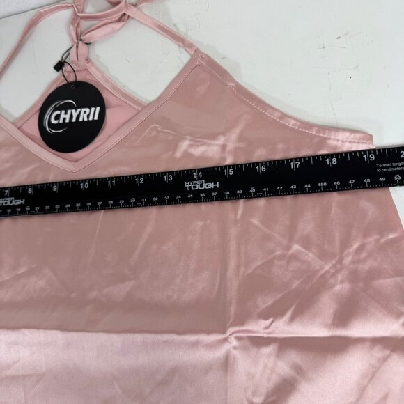 Chyrii Pink Pajama Short Set Size L Racerback Camisole Top Ruffle Trim Shorts - Picture 8 of 15